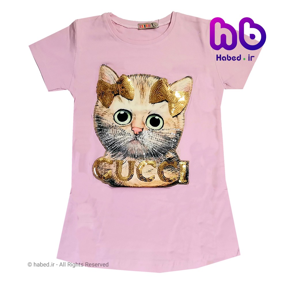 تیشرت دخترانه ایرانی گربه جنس پنبه دورو درجه یک کد 1029