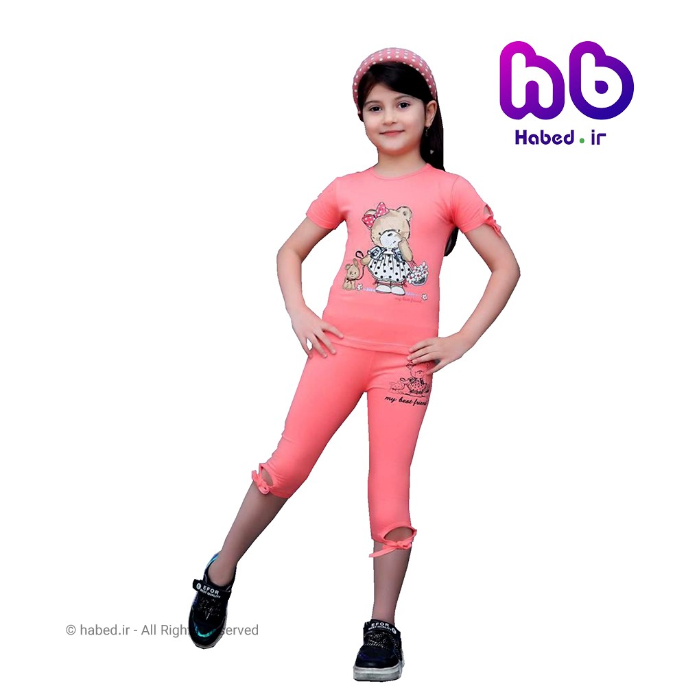 تیشرت شلوارک دخترذانه بند دار ایرانی جنس پنبه کد 1030