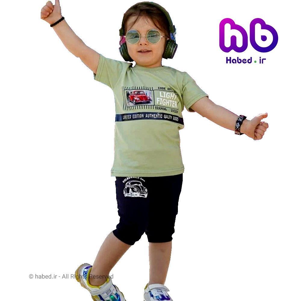تیشرت شلوارک پسرانه ایرانی طرح ماشین جنس پنبه دورو کد 1053