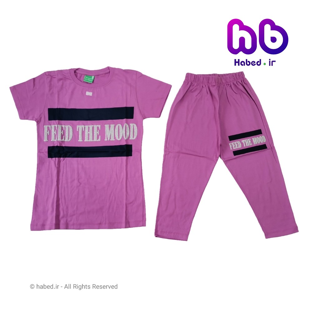 تیشرت شلوارک دخترانه ایرانی جنس پنبه دورو درجه یک کد 1062
