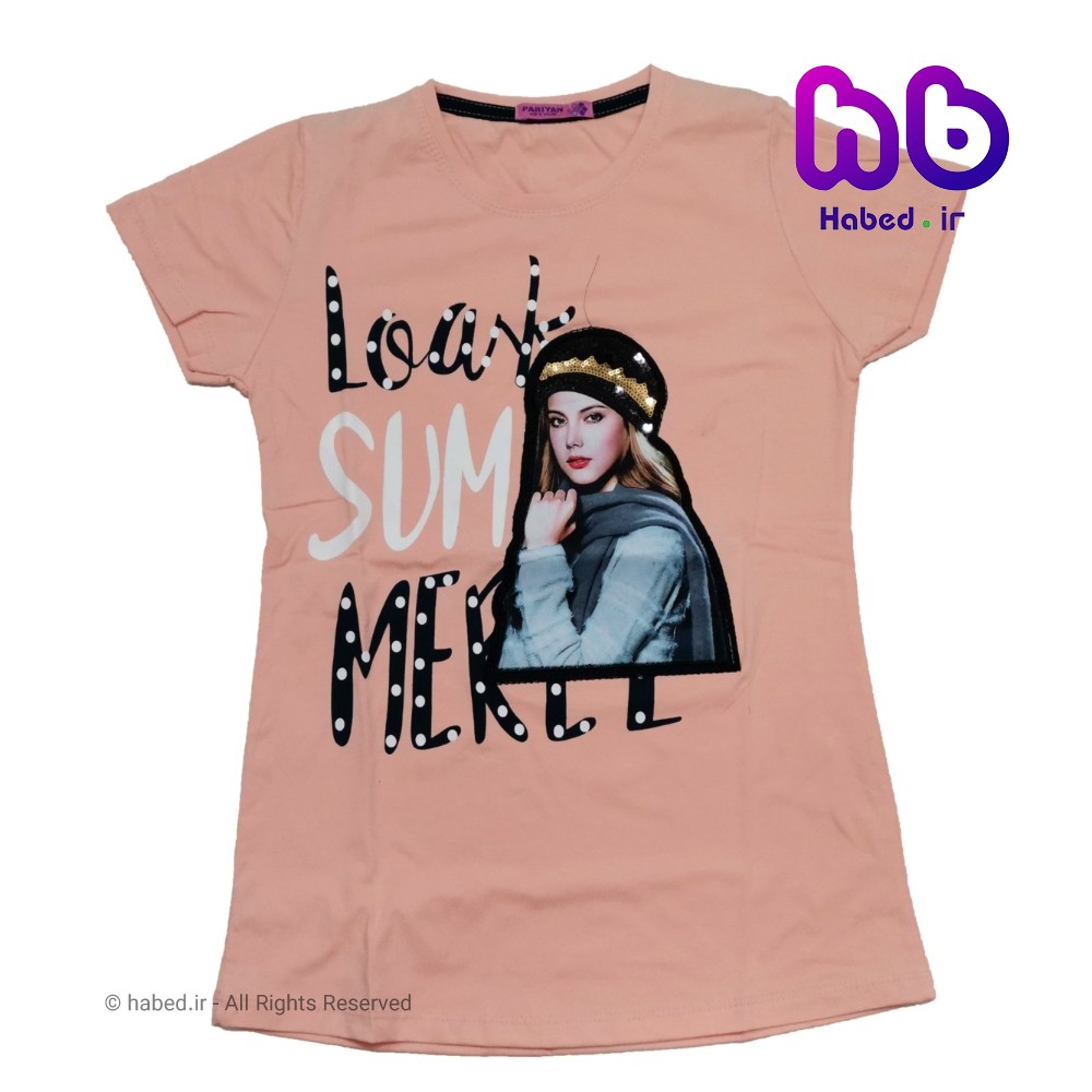 تیشرت دخترانه ایرانی طرح sum جنس پنبه دورو درجه یک کد 1063