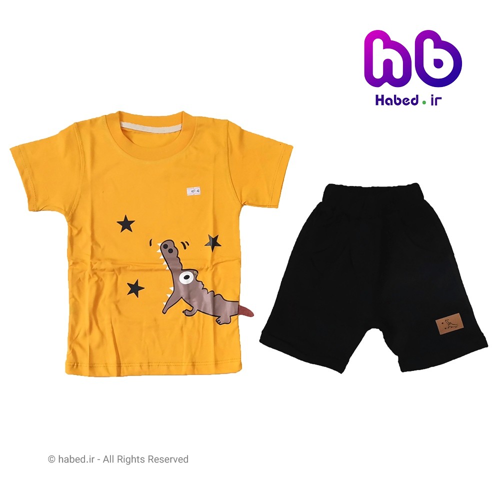 تیشرت شلوارک پسرانه ایرانی طرح تمساح جنس پنبه دورو درجه یک کد 1086