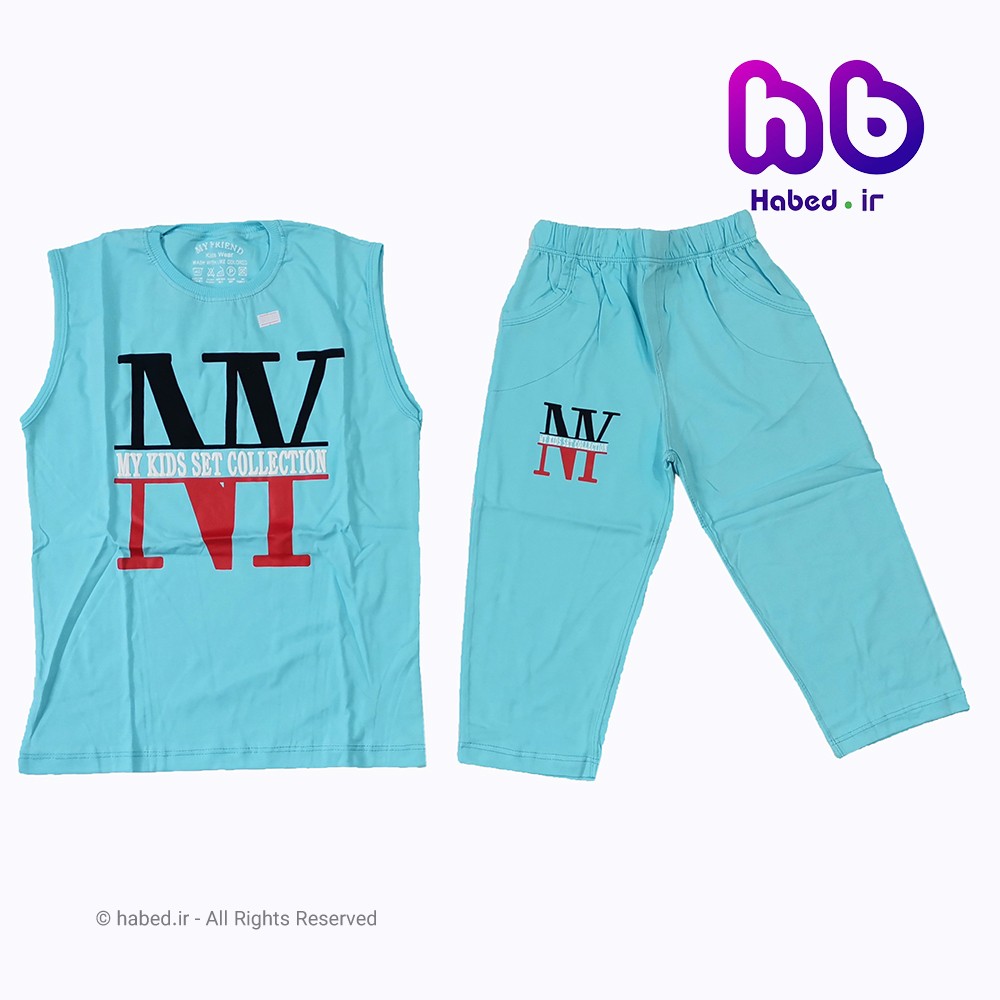 تاپ شلوارک پسرانه ایرانی طرح NY جنس پنبه دورو درجه یک کد 1092