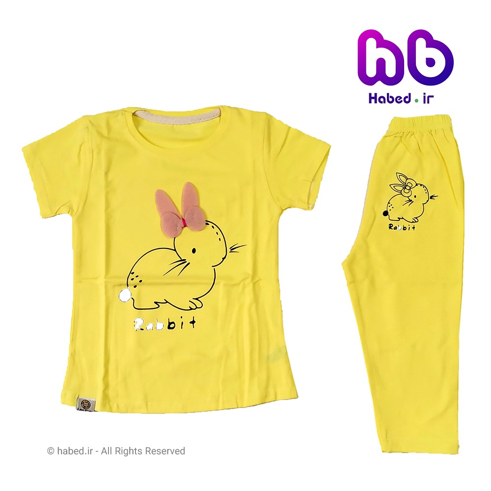 تیشرت شلوارک دخترانه ایرانی طرح خرگوش جنس پنبه دورو درجه یک کد 1094