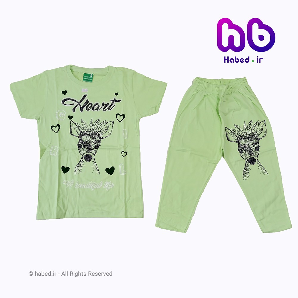 تیشرت شلوارک دخترانه ایرانی طرح مارال جنس پنبه دورو درجه یک کد 1096
