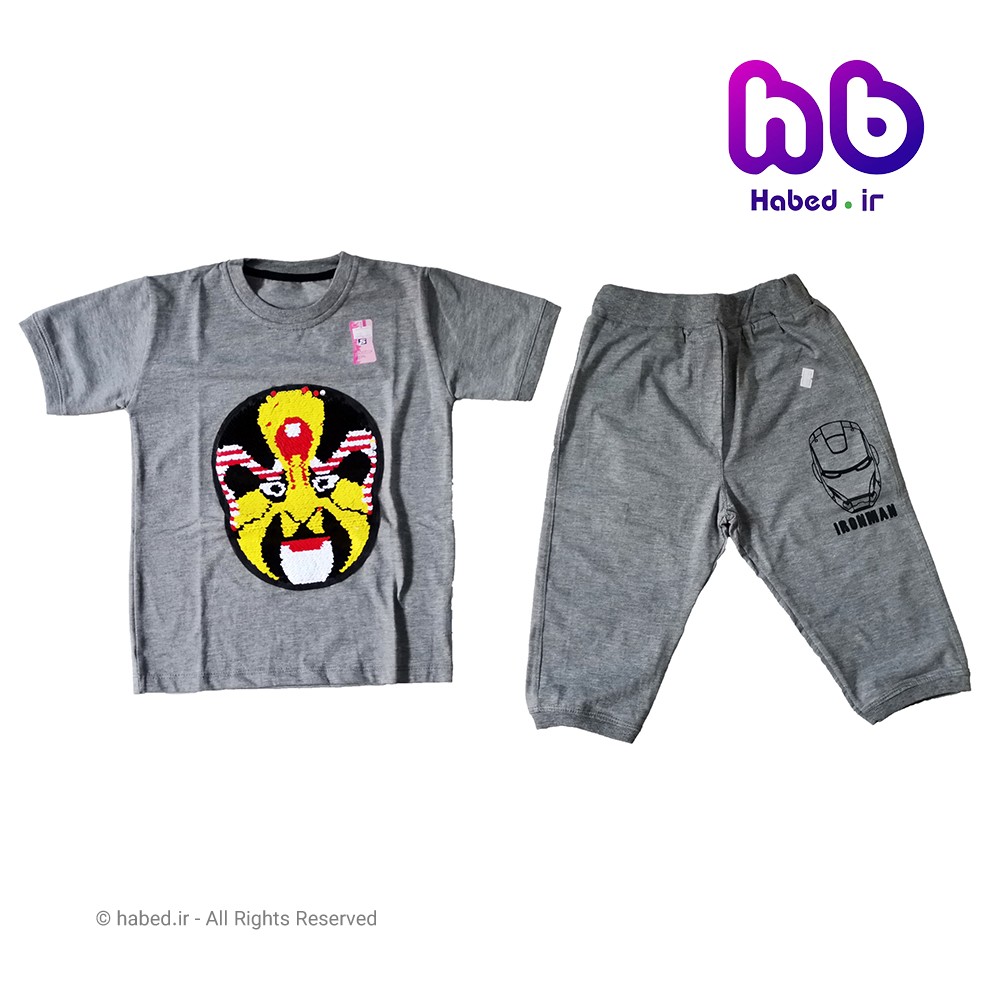 تیشرت شلوارک پسرانه ایرانی پولکی جنس پنبه دورو درجه یک کد 1100