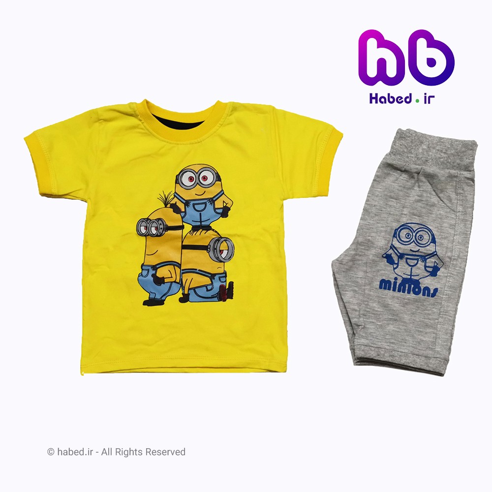 تیشرت شلوارک پسرانه ایرانی طرح مینیوم جنس پنبه دورو درجه یک کد 1106