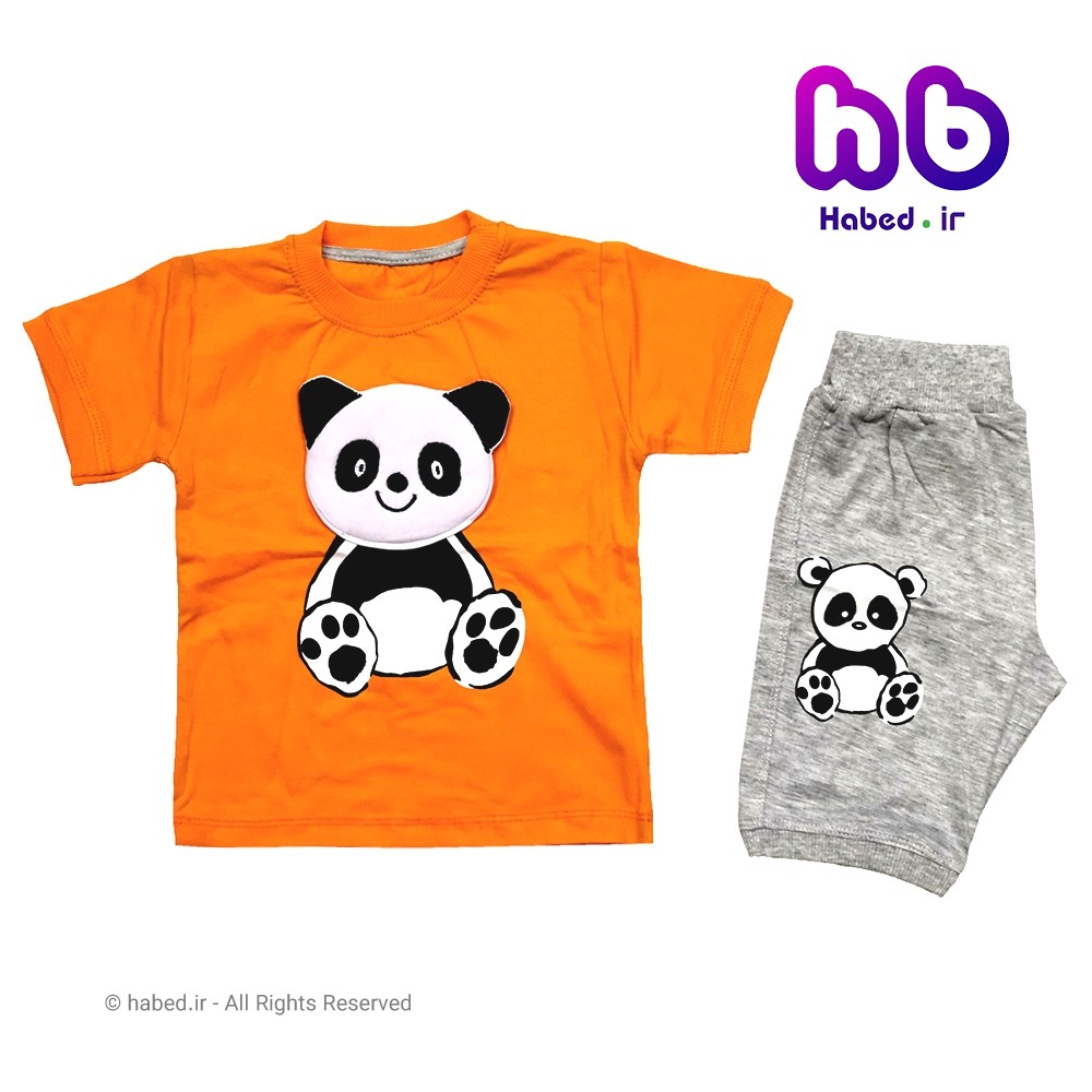 تیشرت شلوارک پسرانه ایرانی طرح پاندا جنس پنبه دورو درجه یک کد 1108