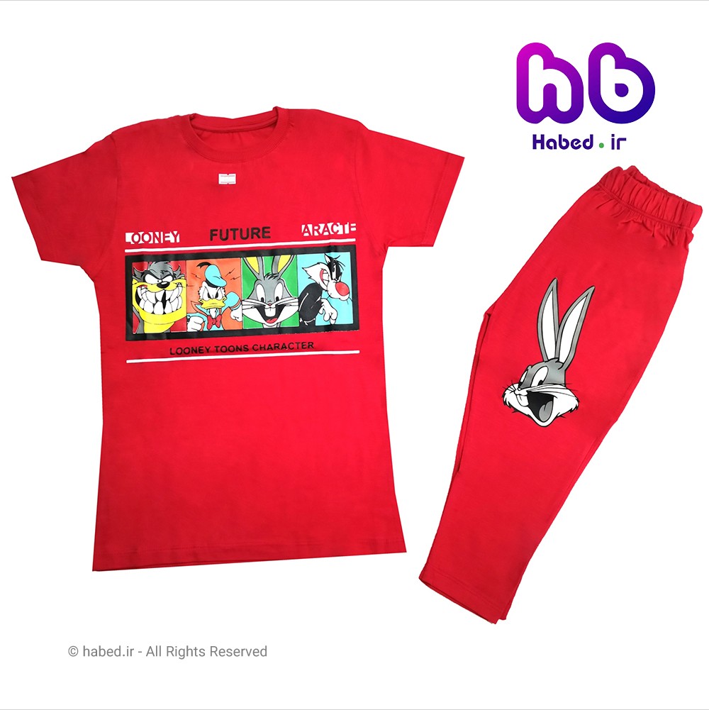 تیشرت شلوارک دخترانه ایرانی طرح خرگوش جنس پنبه دورو درجه یک کد 1121