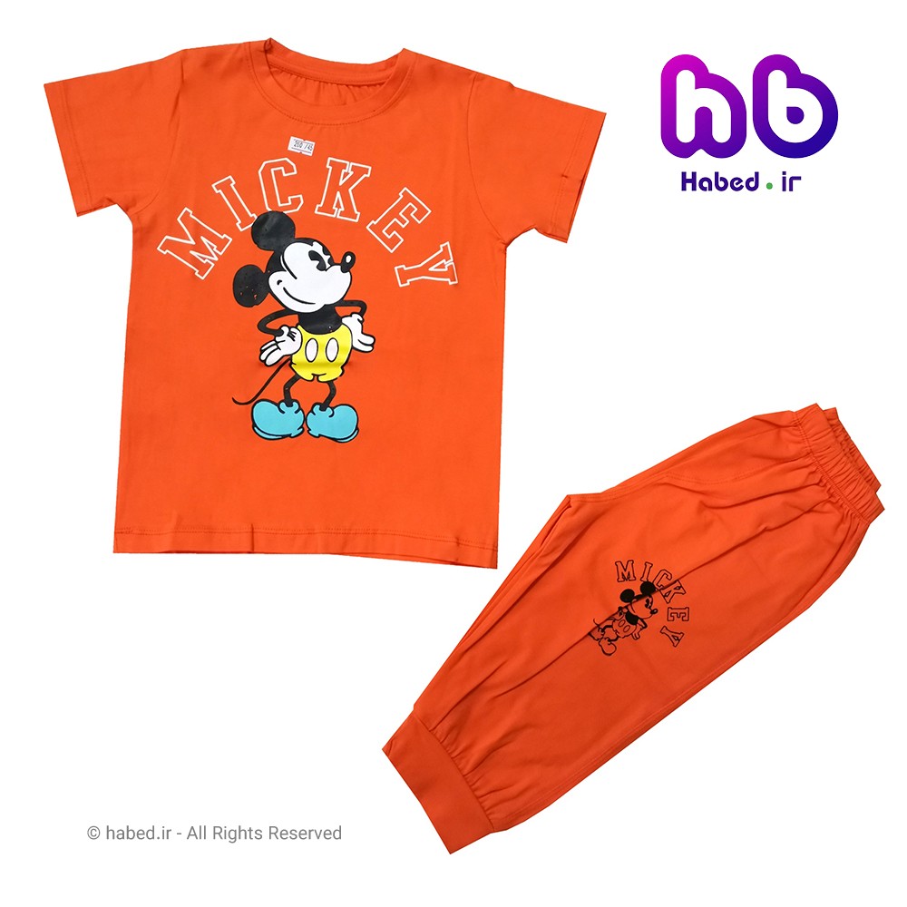 تیشرت شلوارک اسپرت پسرانه و دخترانه ایرانی جنس پنبه دورو درجه یک طرح میکی موس کد 1137