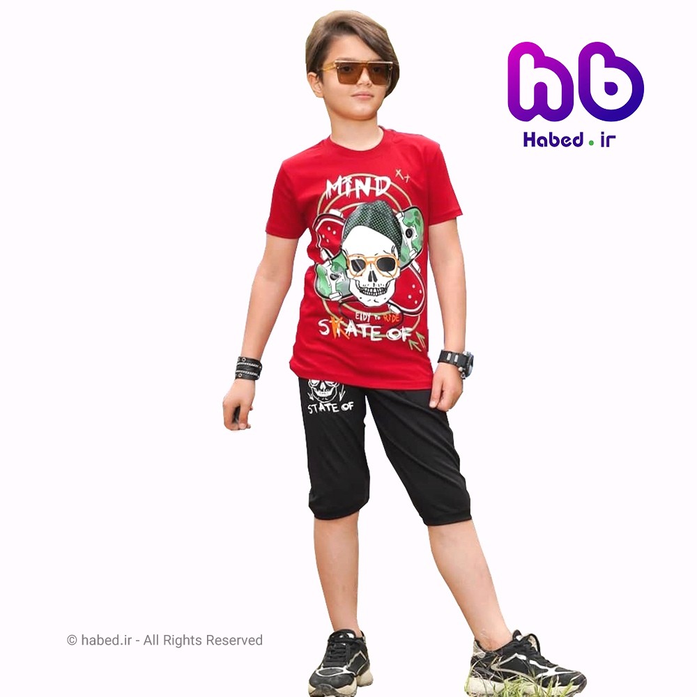 تیشرت شلوارک اسکلت پسرانه ایرانی جنس پنبه دورو درجه یک 1150