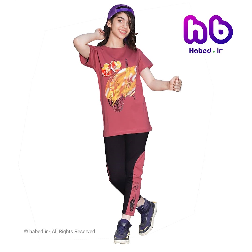 تیشرت شلوارک طرح ایفل دخترانه ایرانی جنس پنبه دورو درجه یک کد 1152