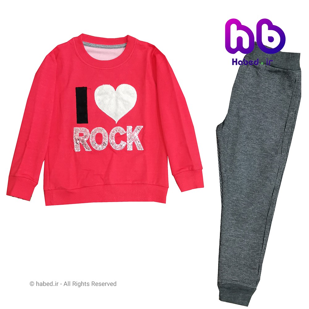 بلوز شلوار دخترانه ایرانی شیک طرح ROCK جنس پنبه دورو درجه یک کد 1187