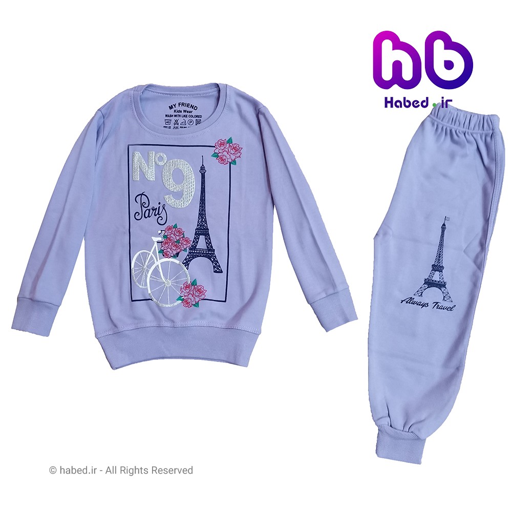 بلوز شلوار شیک دخترانه ایرانی طرح دوچرخه جنس پنبه دورو درجه یک کد 1189