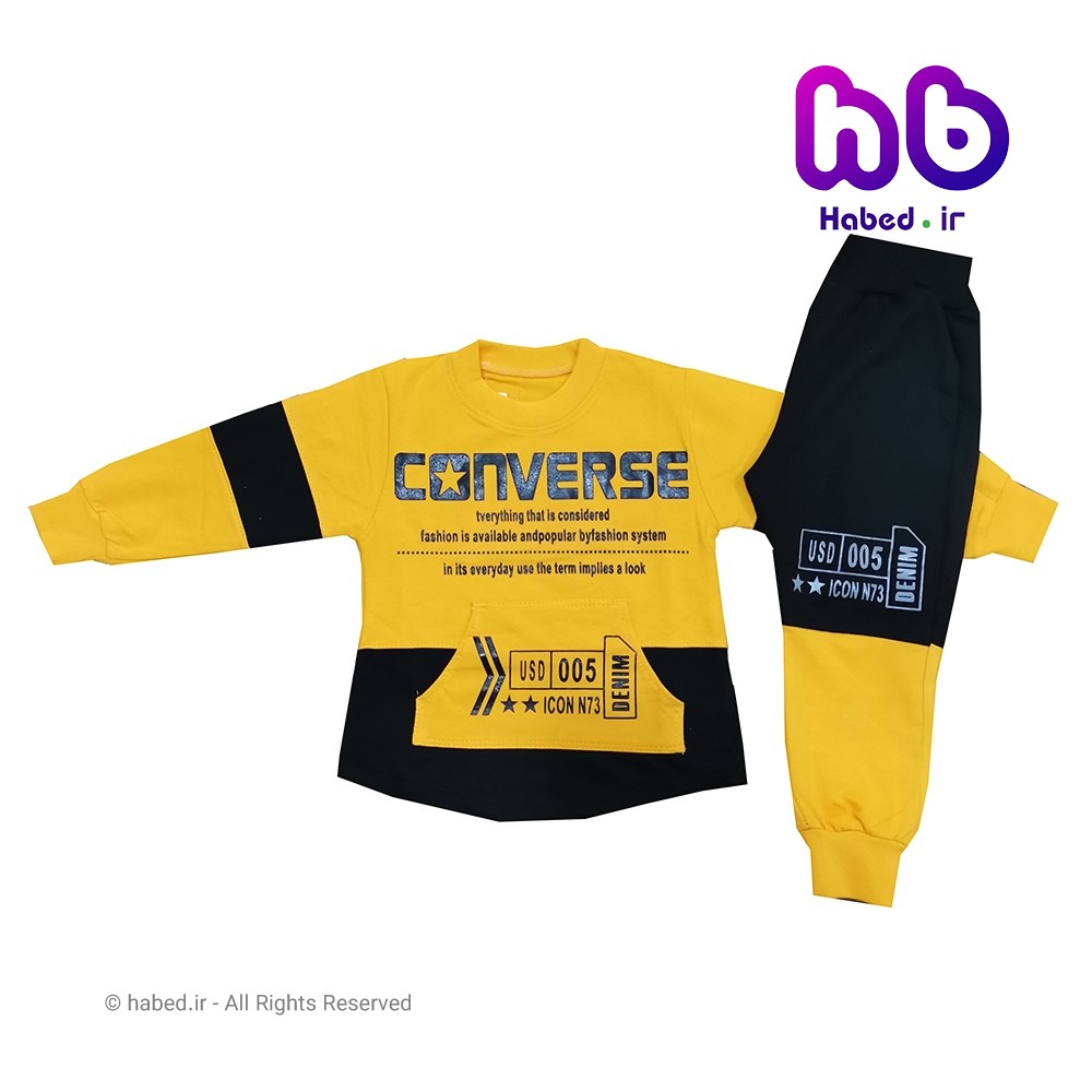 بلوز شلوار جدید پسرانه شیک طرح converse جنس پنبه دورو درجه یک کد 1226