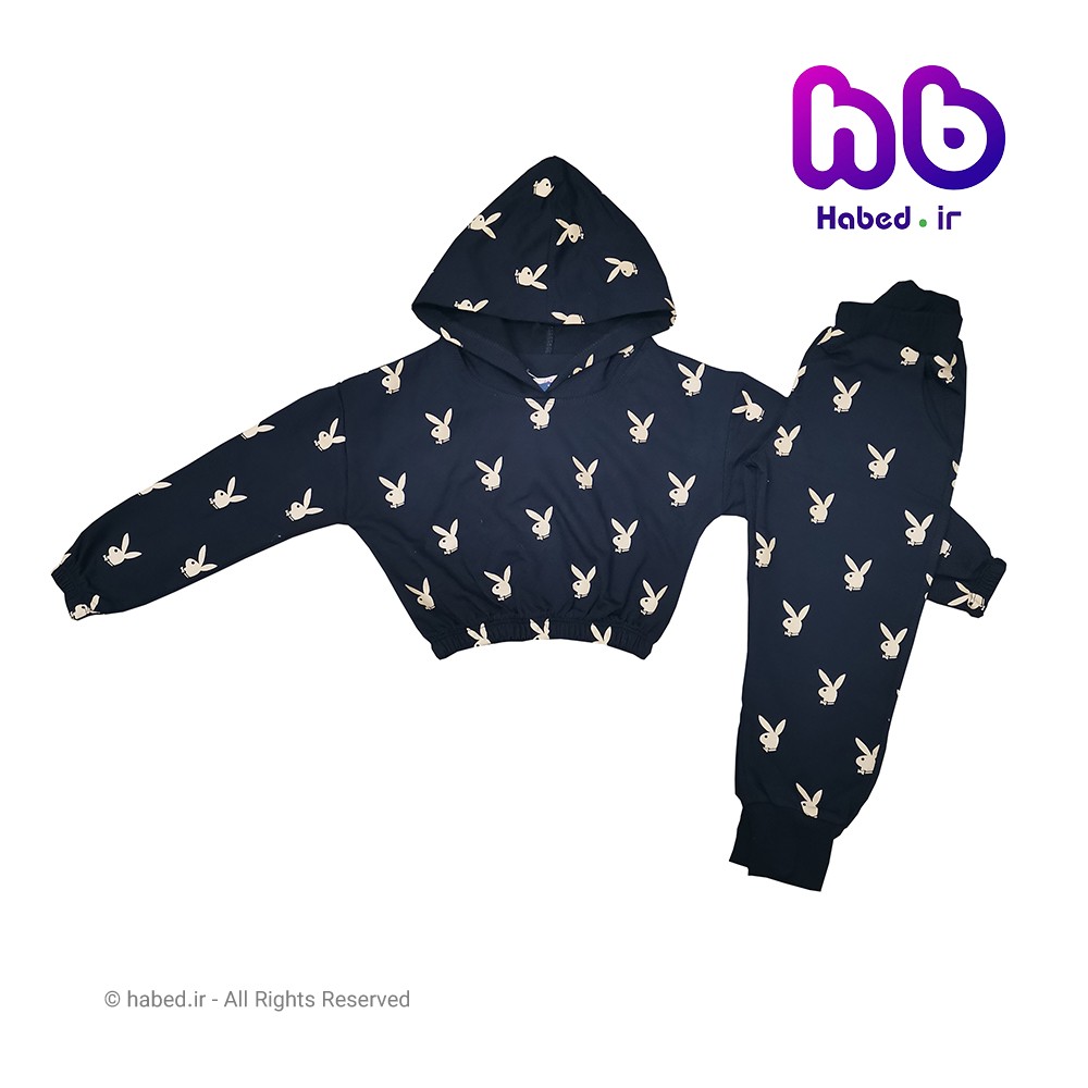 ست بلوز شلوار هودی جدید گنگ استایل بچگانه (دخترانه) جنس دورس پاییزه و زمستانه کد 1231