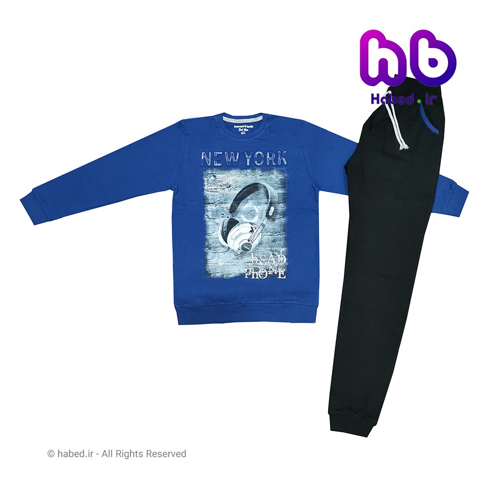 بلوز شلوار جدید بچگانه پسرانه شیک جنس پنبه طرح هدفون کد 1261