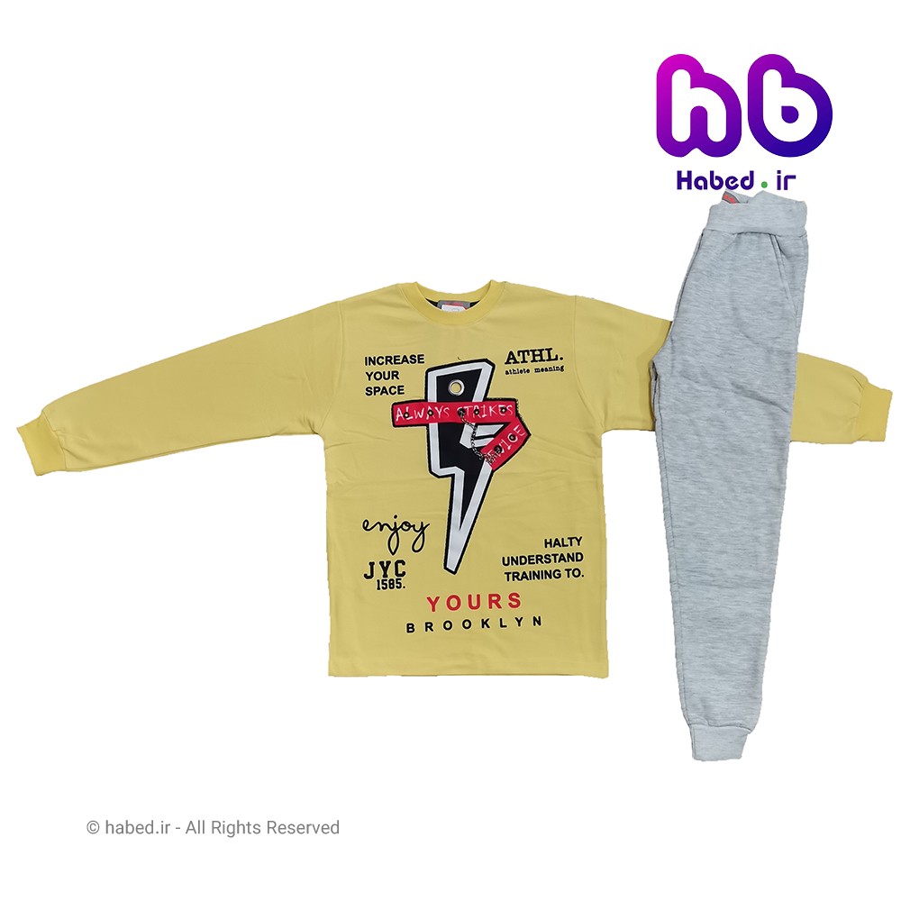 ست بلوز شلوار جدید بچگانه ( پسرانه ) شیک شلوار داخل کرک جنس پنبه دورو درجه یک کد 1309