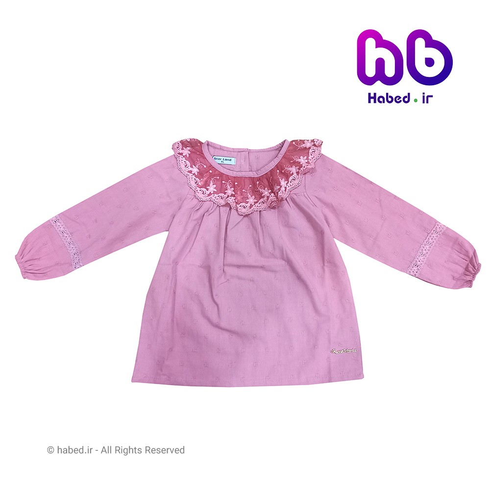 پیراهن جدید بچگانه دخترانه شیک یقه گیپور جنس تضمینی کد 1428