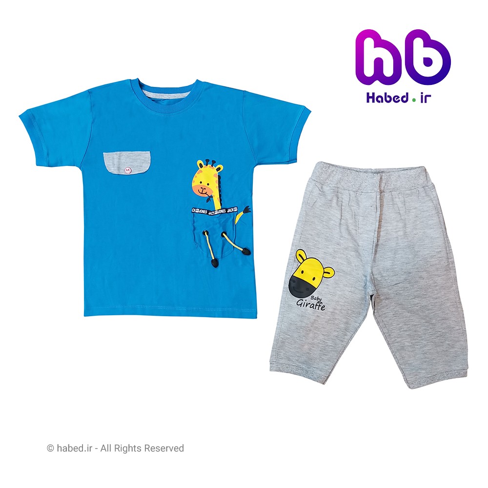 تیشرت و شلوارک جدید پسرانه شیک جنس پنبه دورو درجه یک کد 1488
