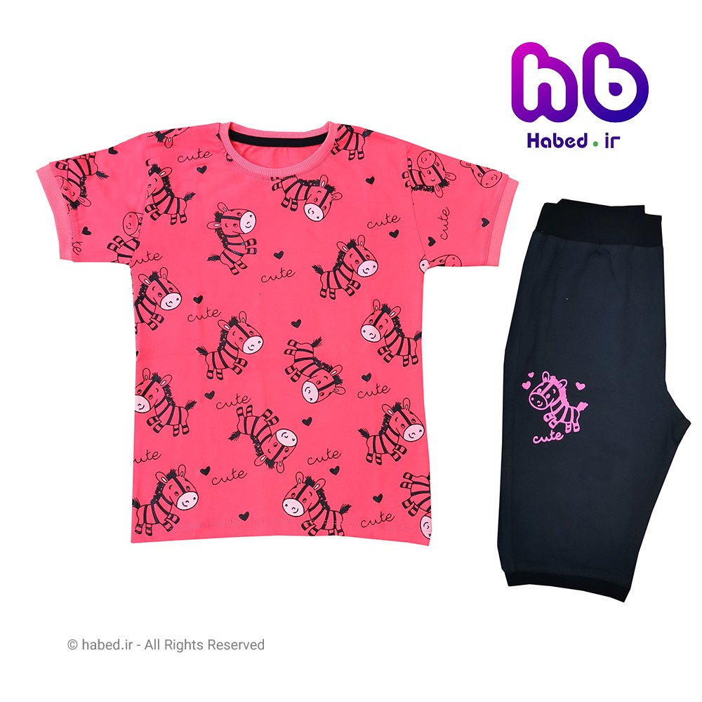 ست تیشرت و شلوارک جدید بچگانه دخترانه شیک جنس پنبه دورو درجه یک کد 1493