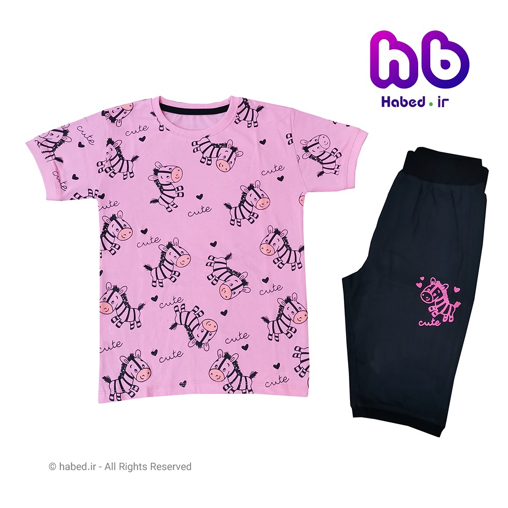 ست تیشرت و شلوارک جدید بچگانه (دخترانه) شیک جنس پنبه دورو درجه یک کد 1493
