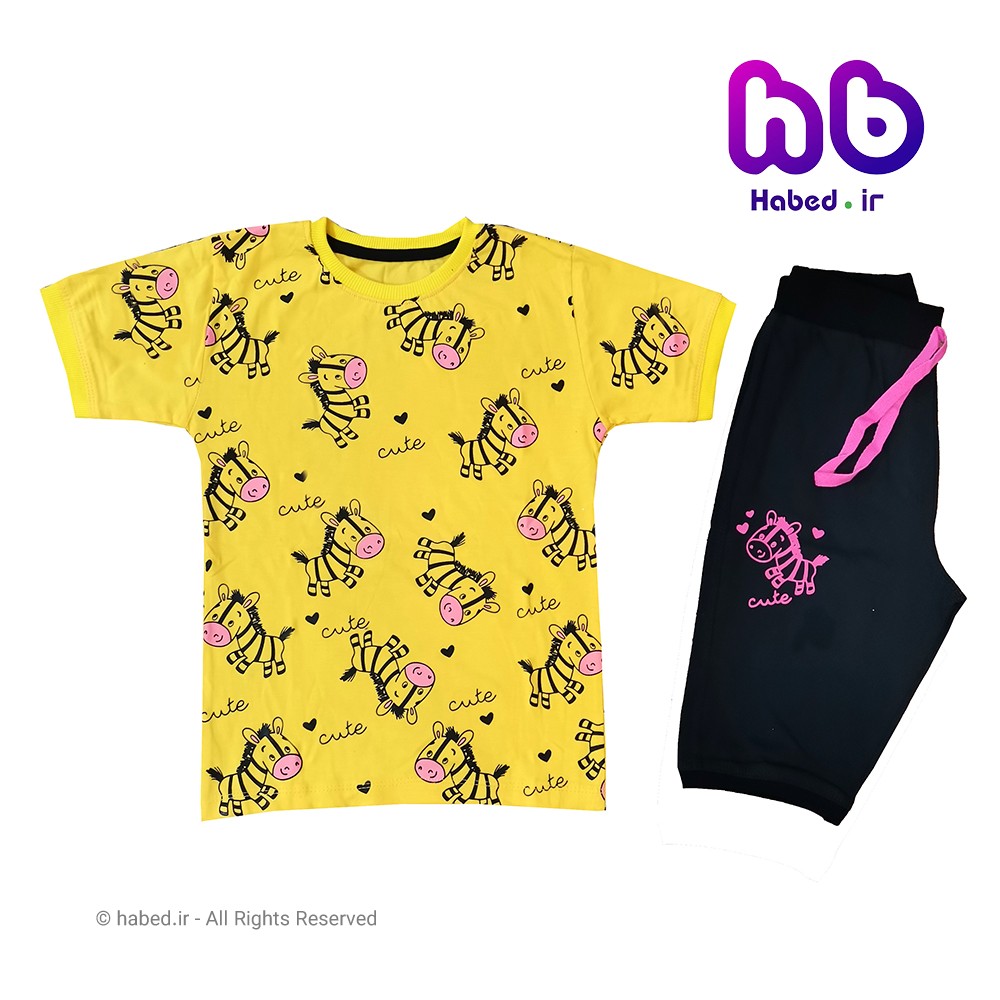 ست تیشرت و شلوارک جدید بچگانه دخترانه شیک جنس پنبه دورو درجه یک کد 1494