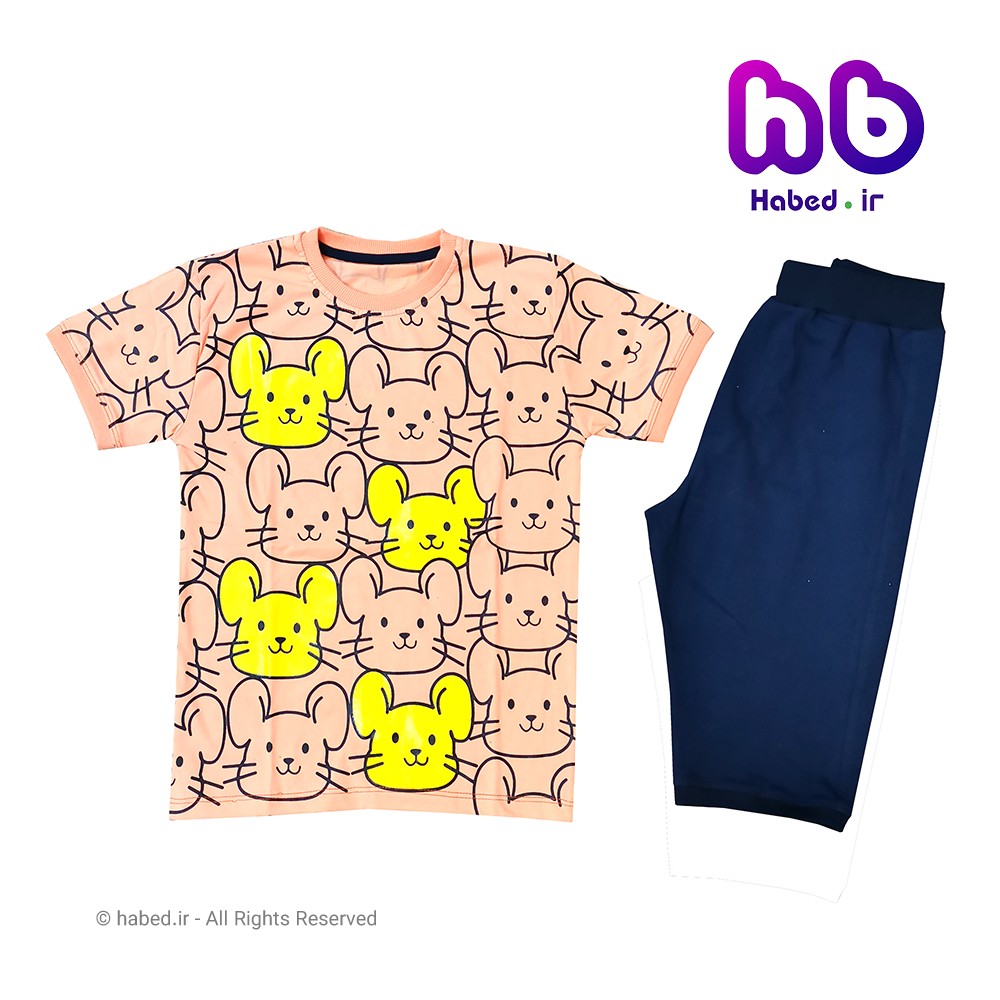 ست تیشرت و شلوارک جدید بچگانه دخترانه شیک جنس پنبه دورو درجه یک کد 1497