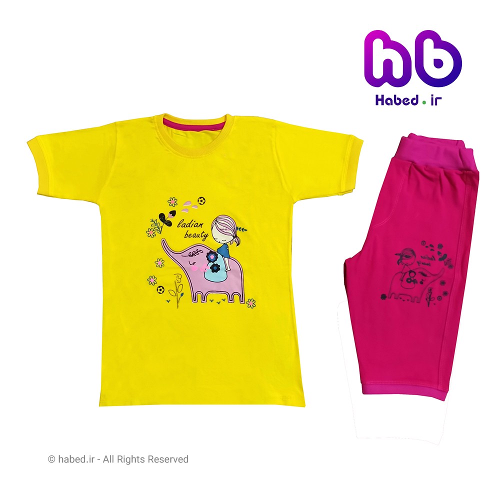 ست تیشرت و شلوارک جدید بچگانه دخترانه شیک جنس تضمینی کد 1516