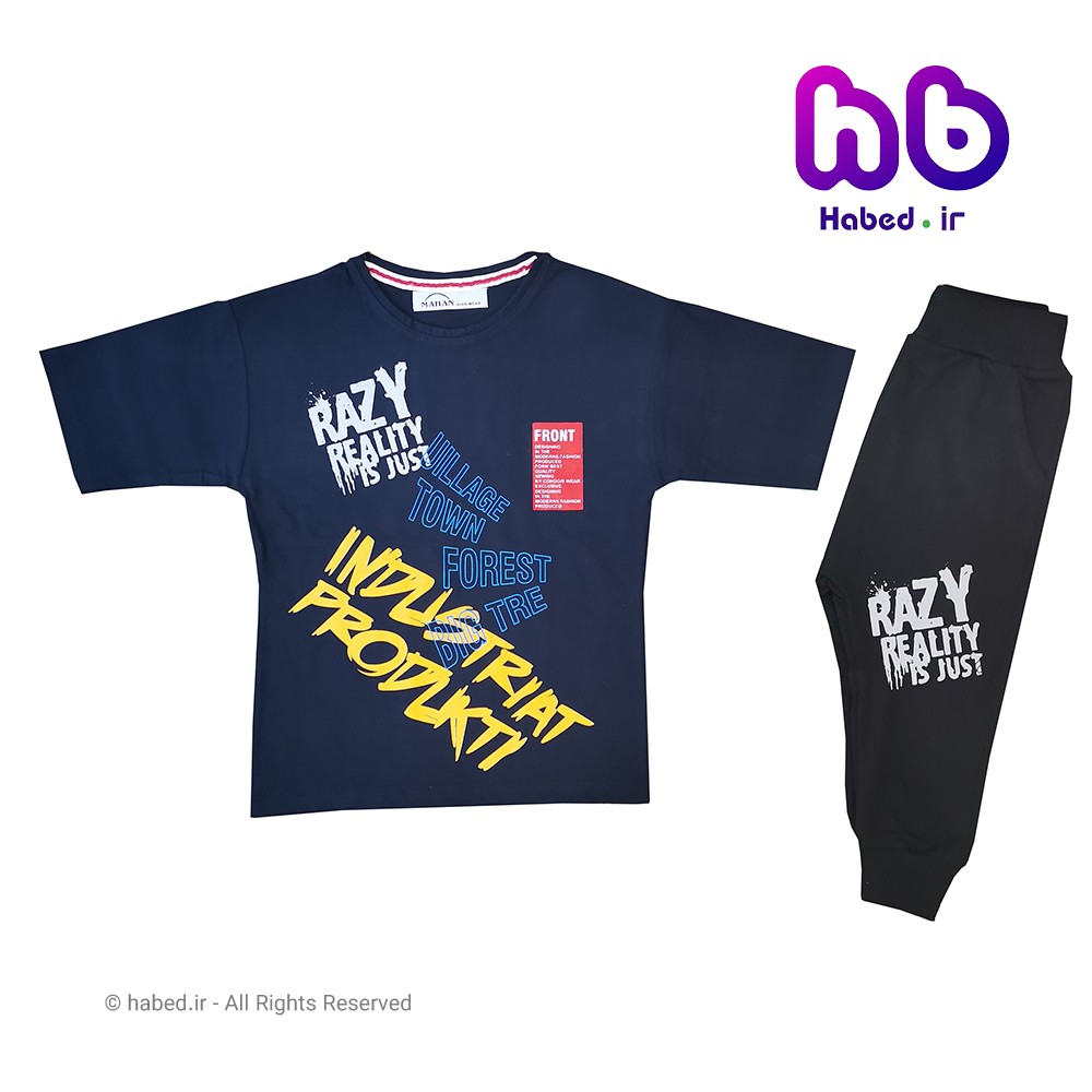 ست تیشرت شلوارک جدید پسرانه شیک جنس پنبه دورو درجه یک کد 1533