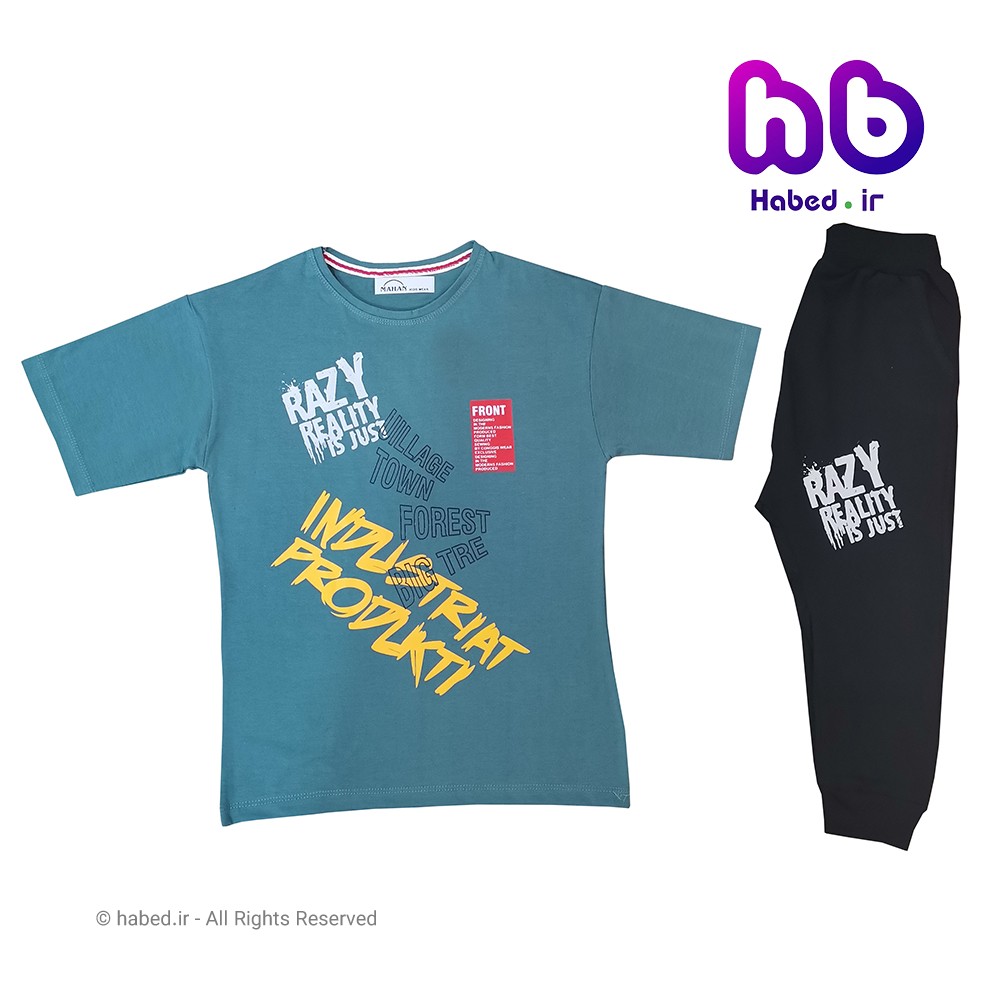 ست تیشرت شلوارک جدید پسرانه شیک جنس پنبه دورو درجه یک کد 1534