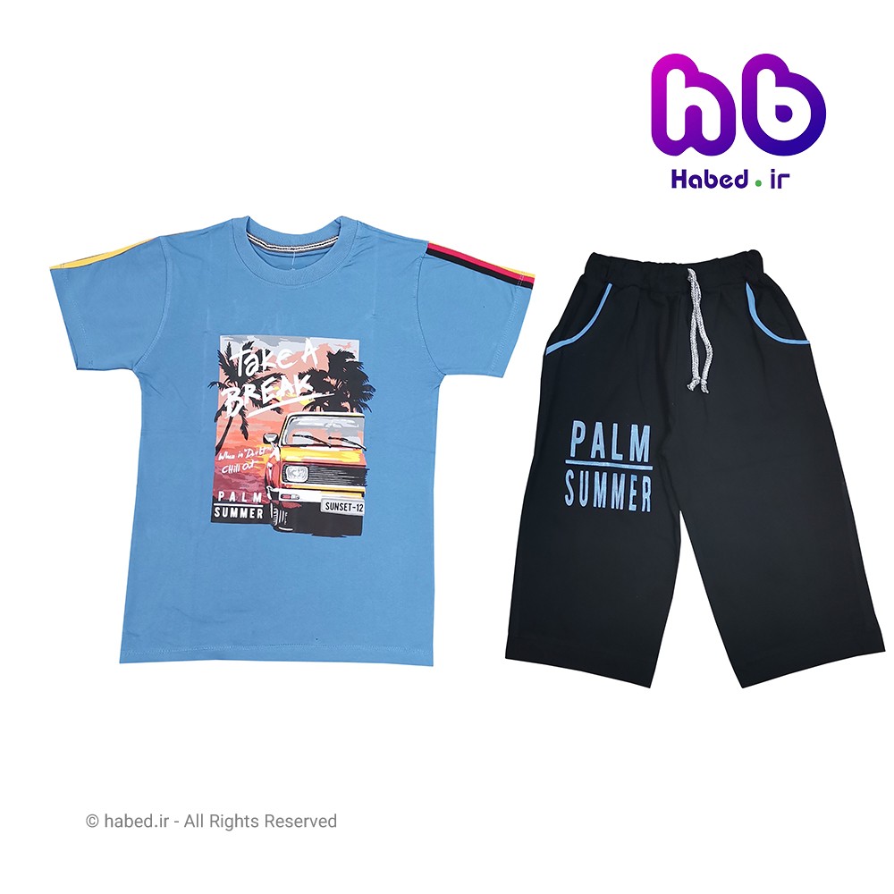 ست تیشرت شلوارک جدید بچگانه پسرانه شیک جنس دورس کش تضمینی کد 1585