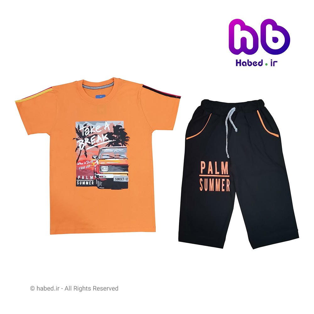 ست تیشرت شلوارک جدید بچگانه پسرانه شیک جنس دورس کش تضمینی کد 1587