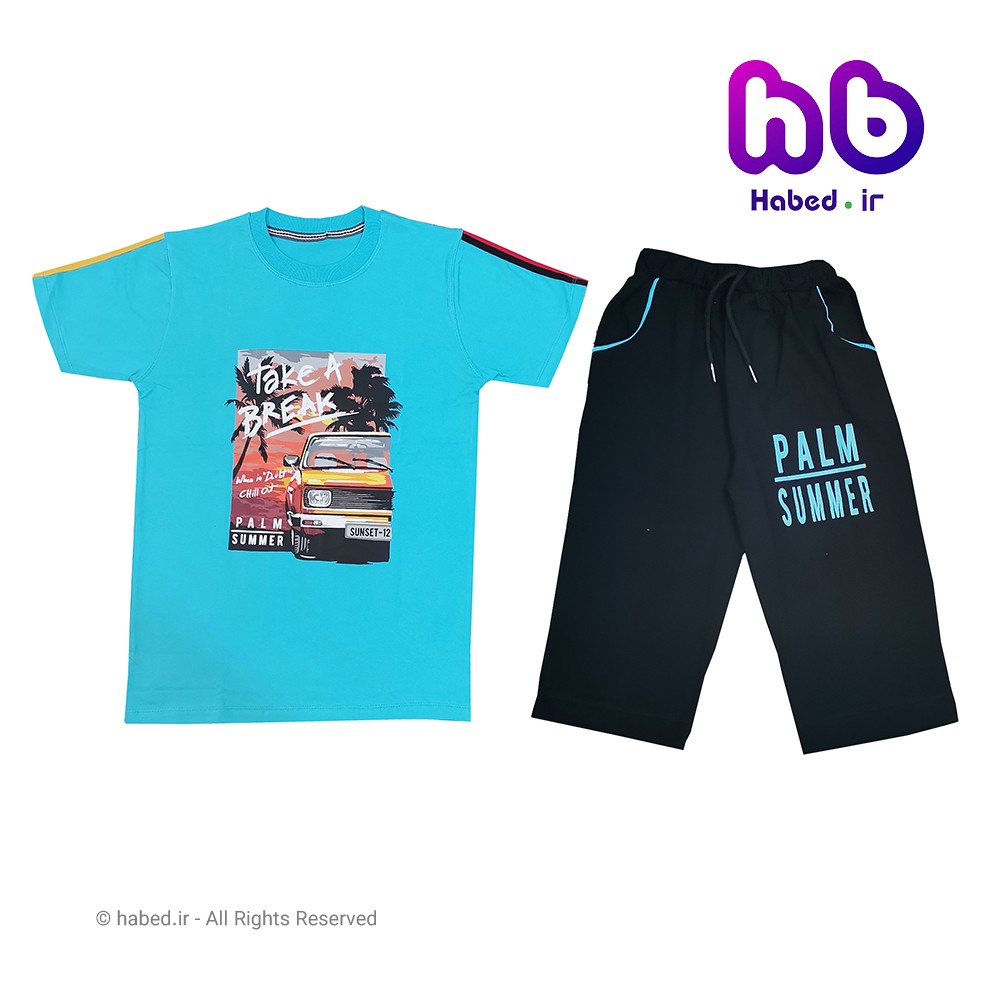 ست تیشرت شلوارک جدید بچگانه پسرانه شیک جنس دورس کش تضمینی کد 1586