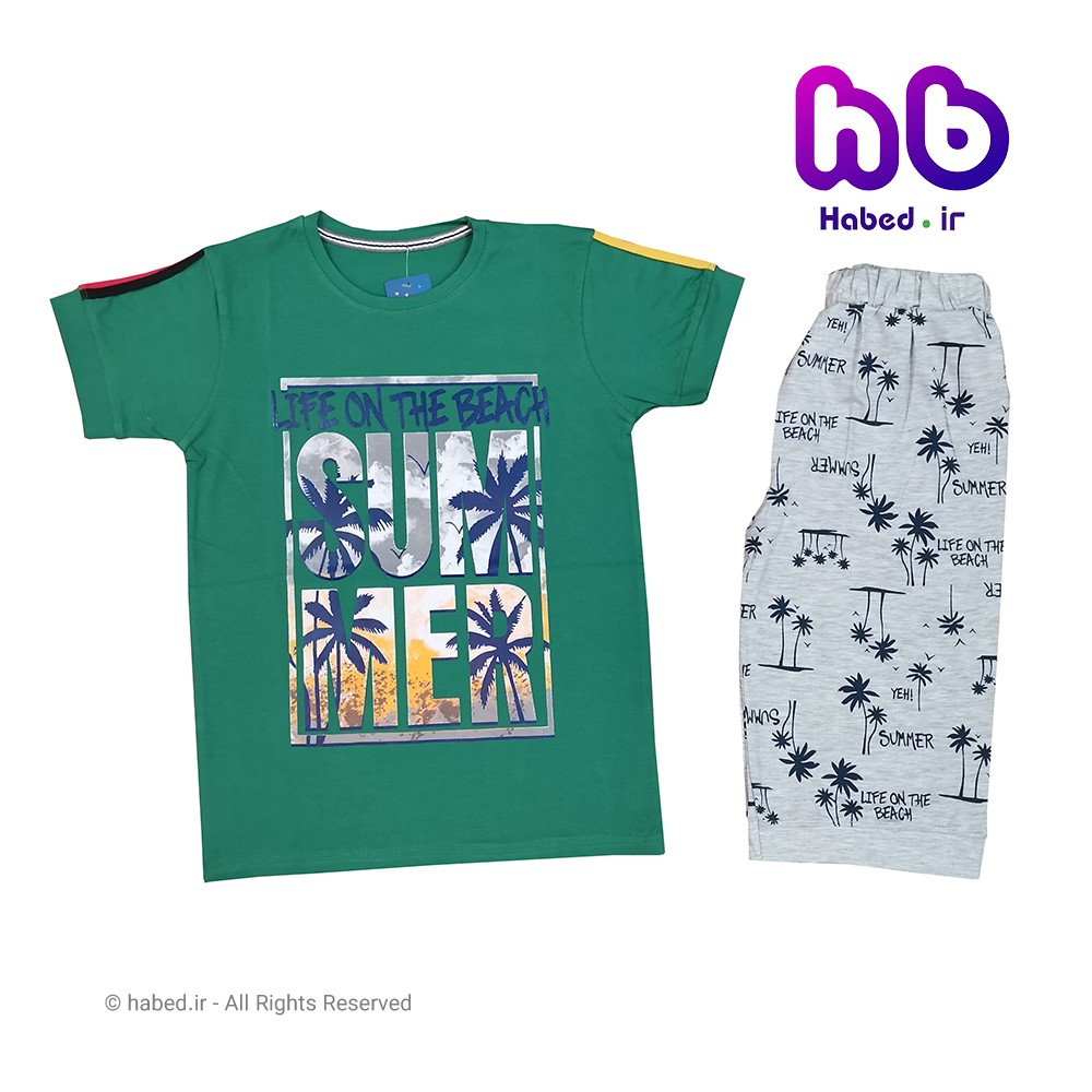 ست تیشرت شلوارک جدید بچگانه پسرانه شیک جنس دورس کش تضمینی کد 1589