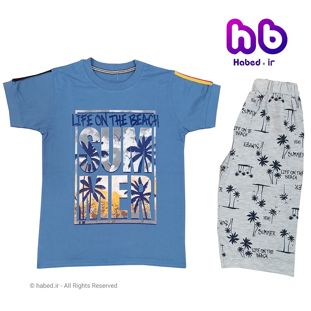 ست تیشرت شلوارک جدید بچگانه پسرانه شیک جنس دورس کش تضمینی کد 1591