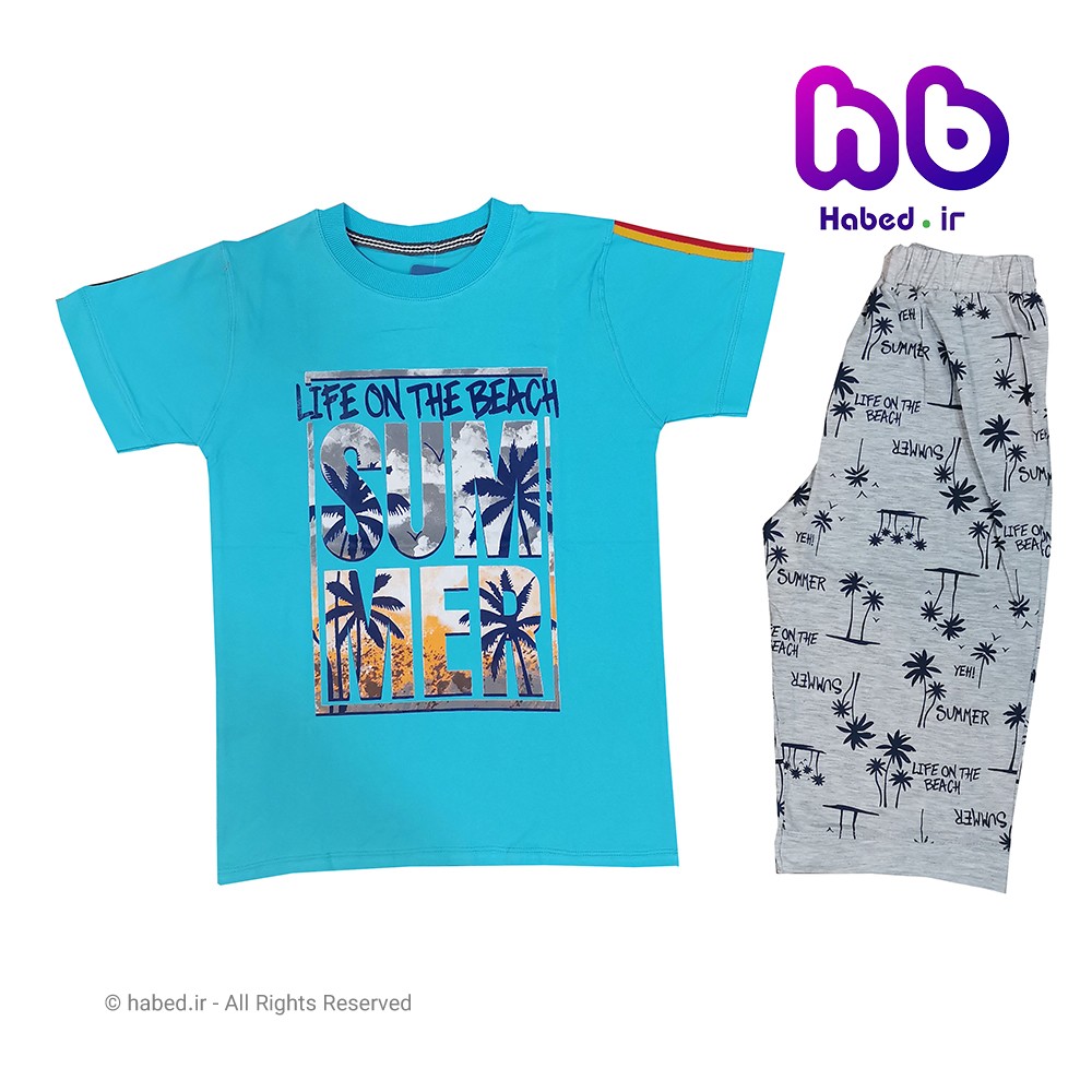 ست تیشرت شلوارک جدید بچگانه پسرانه شیک جنس دورس کش تضمینی کد 1592