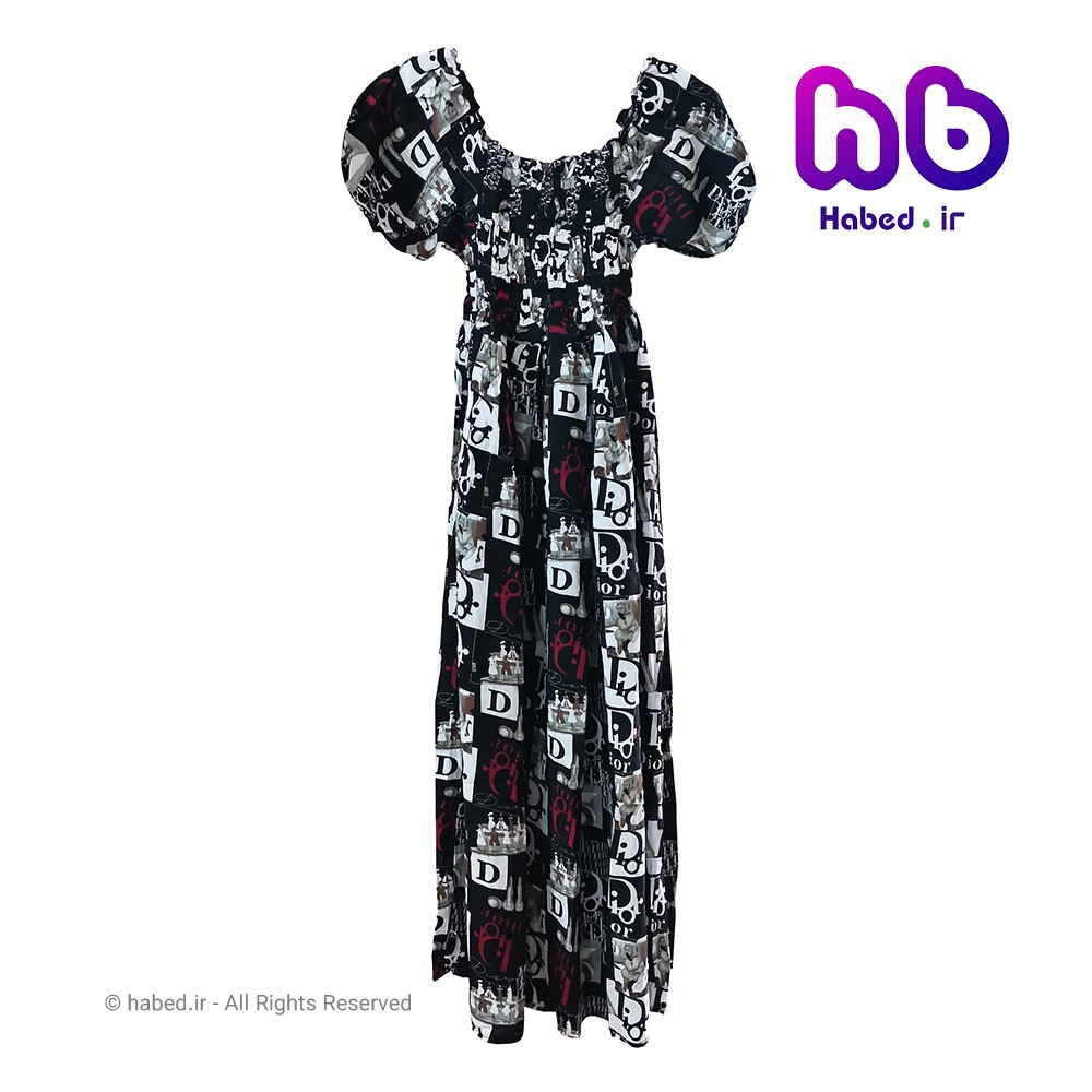 پیراهن دخترانه جدید بلند نخی کمر کش جنس تضمینی کد 1604