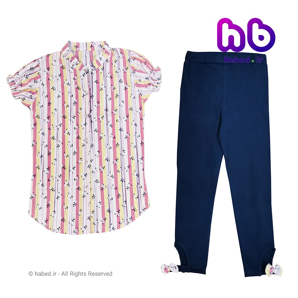 شومیز و شلوار جدید دخترانه شیک جنس شومیز نخی کد 1606