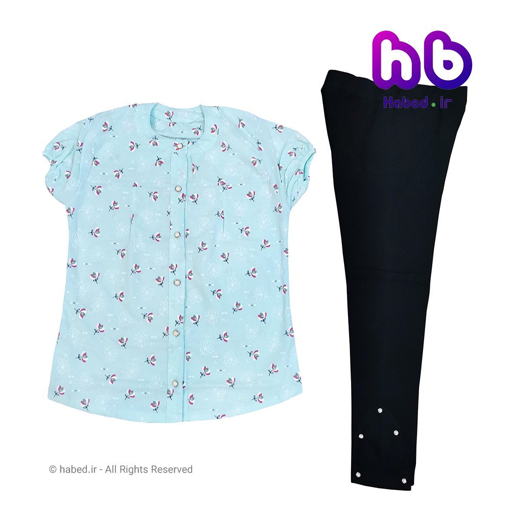 شومیز و شلوار جدید دخترانه شیک جنس شومیز نخی کد 1609