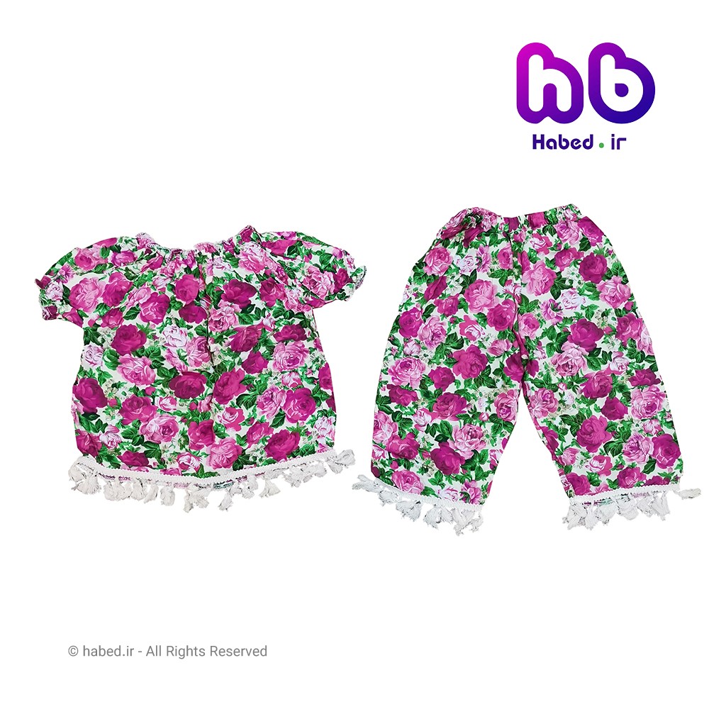 تیشرت و شلوارک نخی جدید دخترانه شیک جنس خنک بدون آبرفت کد 1640