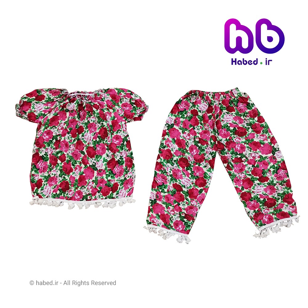 تیشرت و شلوارک نخی جدید دخترانه شیک جنس خنک بدون آبرفت کد 1641