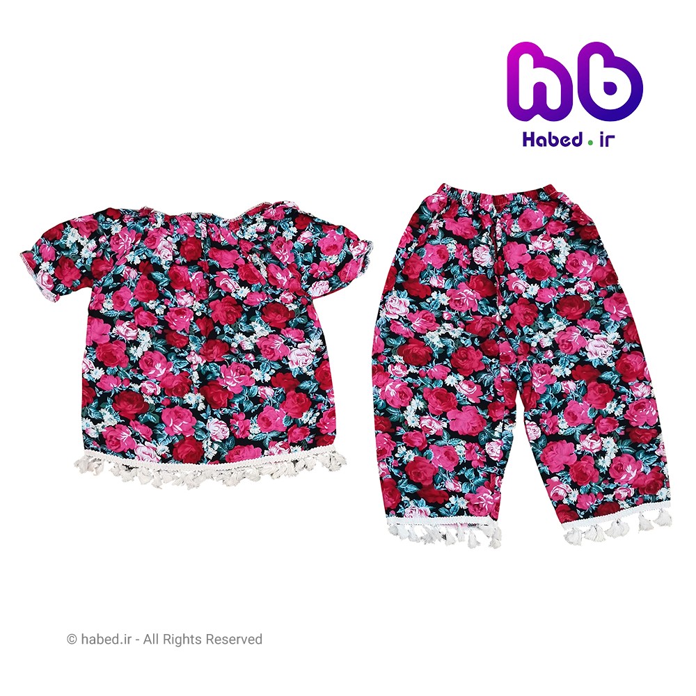 تیشرت و شلوارک نخی جدید دخترانه شیک جنس خنک بدون آبرفت کد 1642