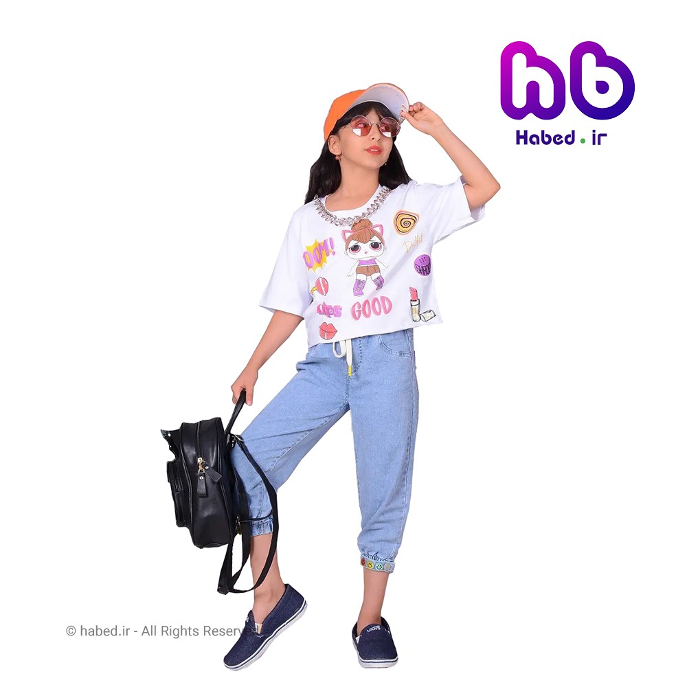 کراپ تک جدید بچگانه دخترانه شیک گردنبند دار طرح کیتی جنس پنبه تضمینی کد 1651