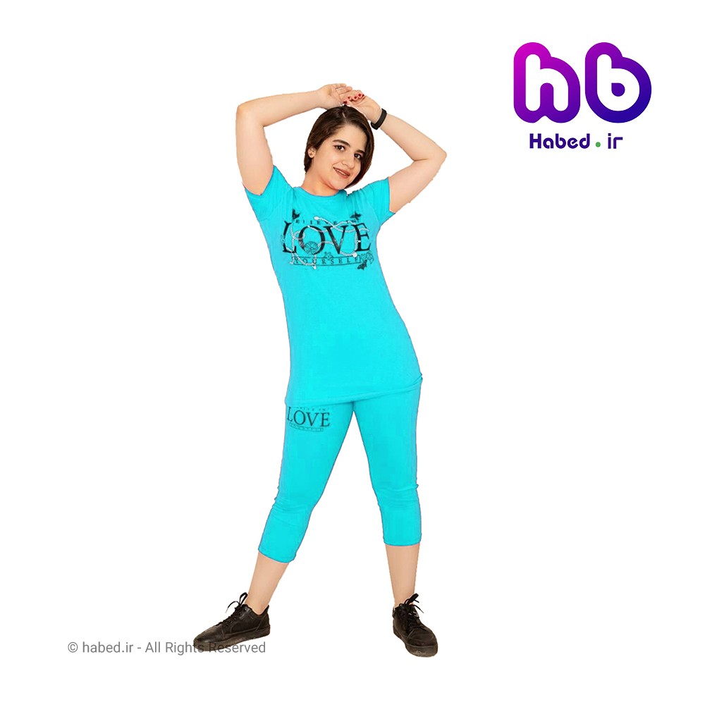 ست تیشرت و شلوارک جدید دخترانه شیک سایز بزرگ طرح LOVE جنس پنبه دورو تضمینی کد 1654