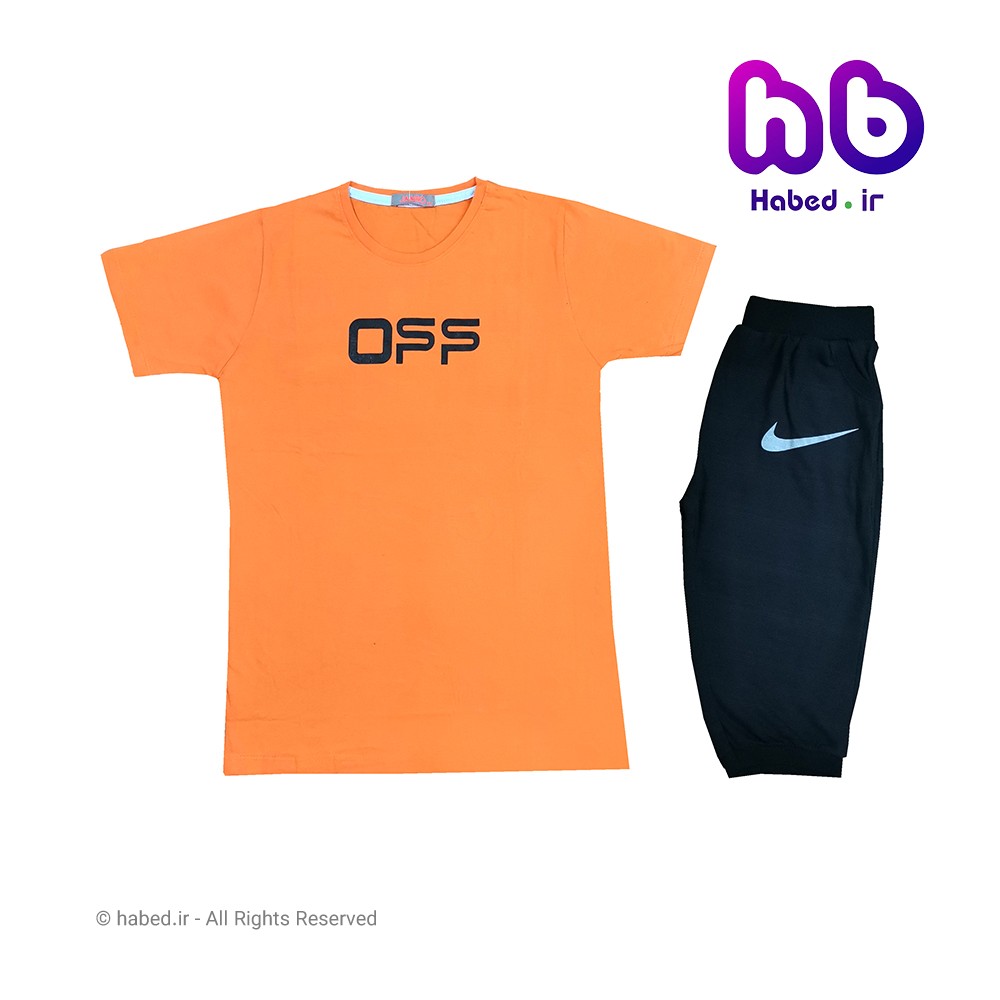 ست تیشرت و شلوارک جدید پسرانه شیک طرح OFF جنس پنبه دورو تضمینی کد 1656