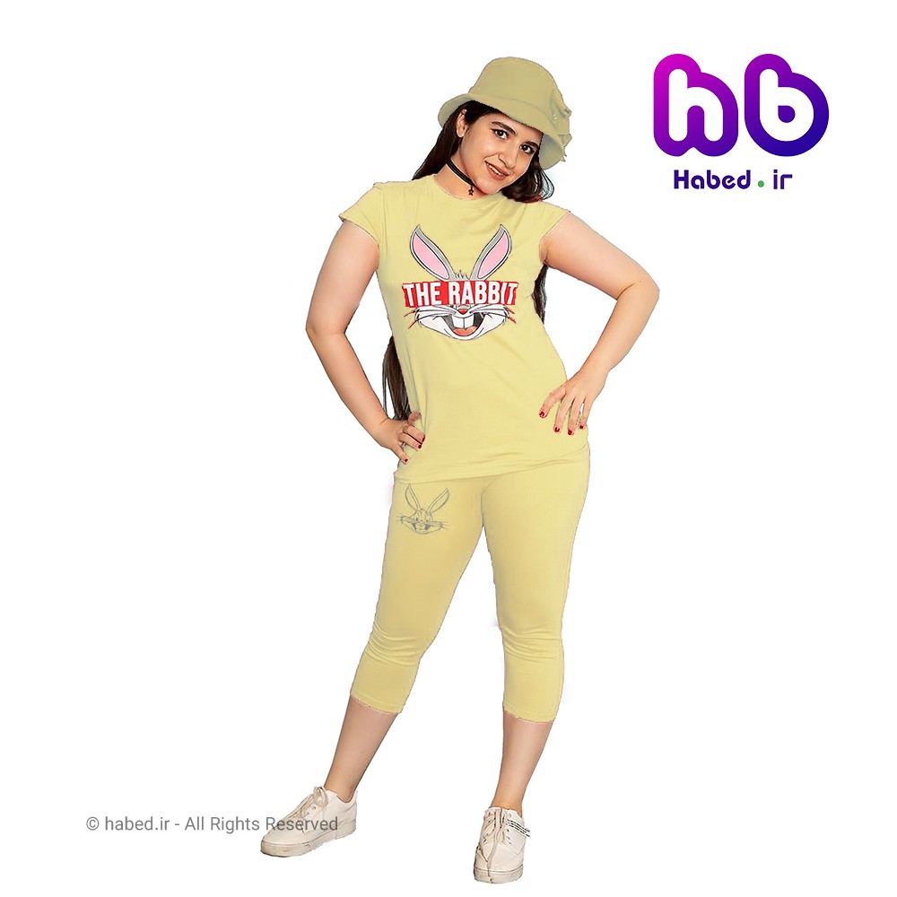 ست تیشرت و شلوارک جدید دخترانه شیک جنس پنبه دورو طرح خرگوش کد 1674