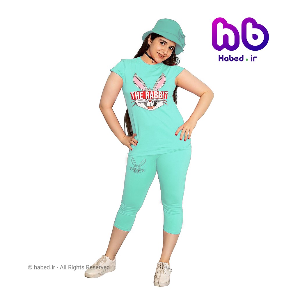 ست تیشرت و شلوارک جدید دخترانه شیک جنس پنبه دورو طرح خرگوش کد 1675