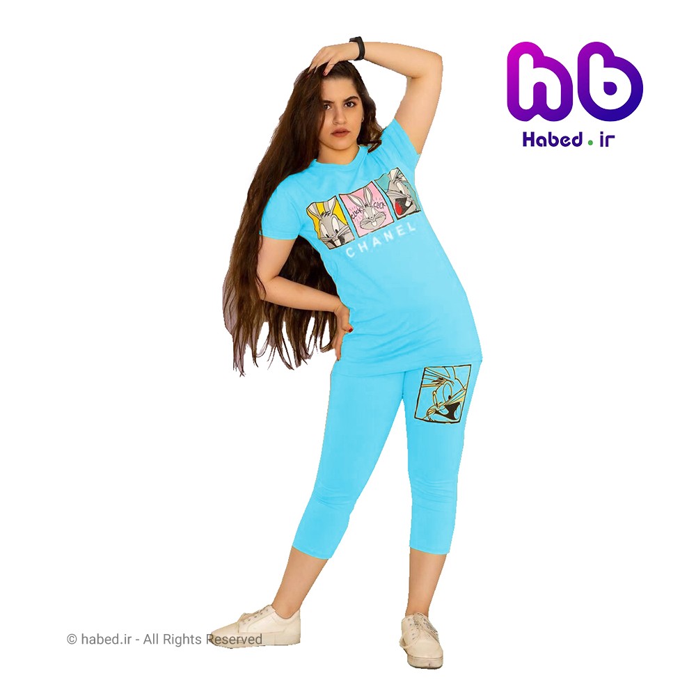 ست تیشرت و شلوارک جدید دخترانه شیک جنس پنبه دورو طرح خرگوش کد 1678