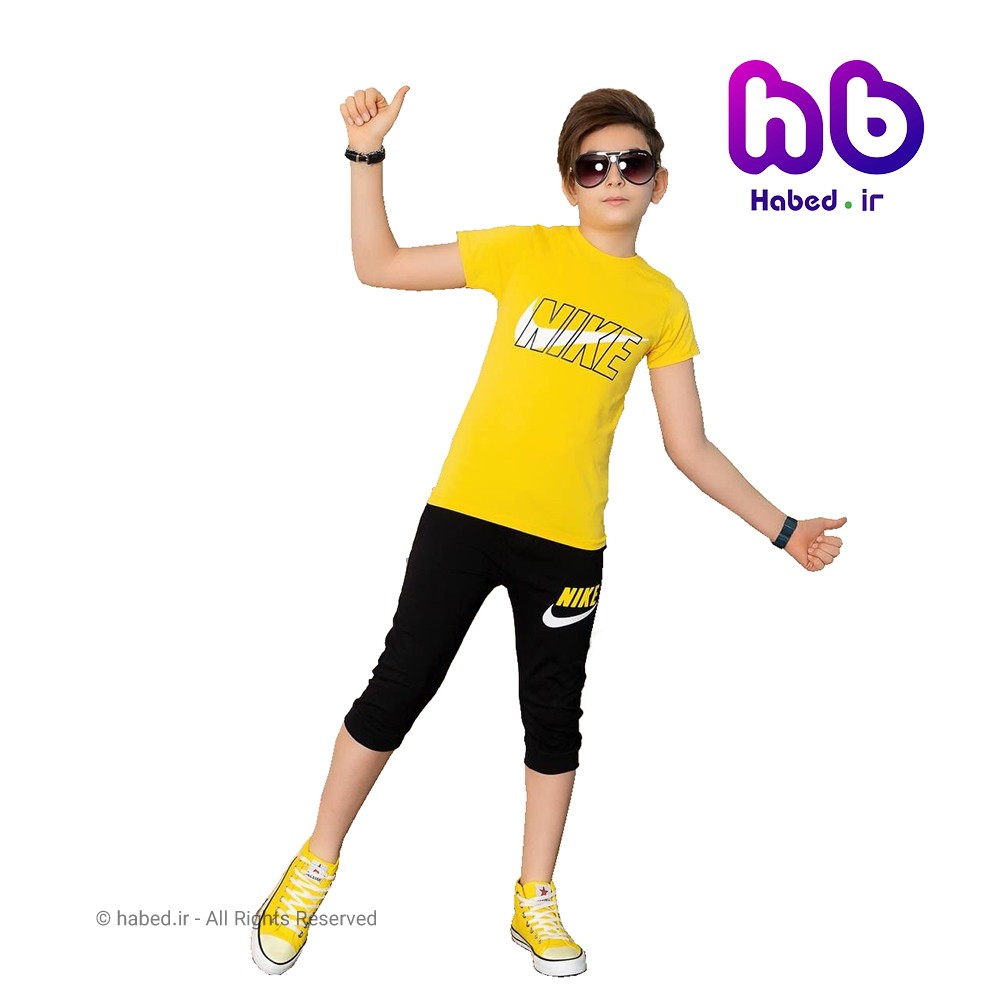 ست تیشرت شلوارک جدید بچگانه پسرانه شیک جنس پنبه دورو تضمینی طرح NIKE کد 1688